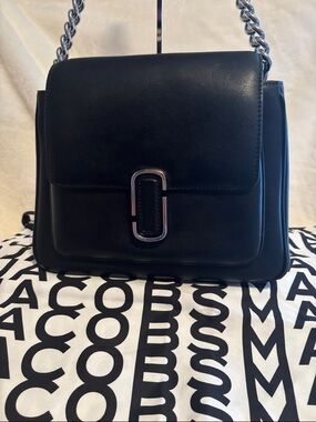 Marc Jacob's Classic Black Leather Shoulder Bag with Chain Strap